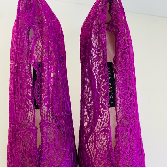 Zara Shoes Zara Pink Lace Pointy Heel Stilettos Poshmark